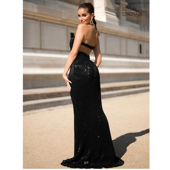 LOVE&LEMONADE-Mermaid Hem Backless Sequin Tube Dress| Size L - Picture 3 of 10